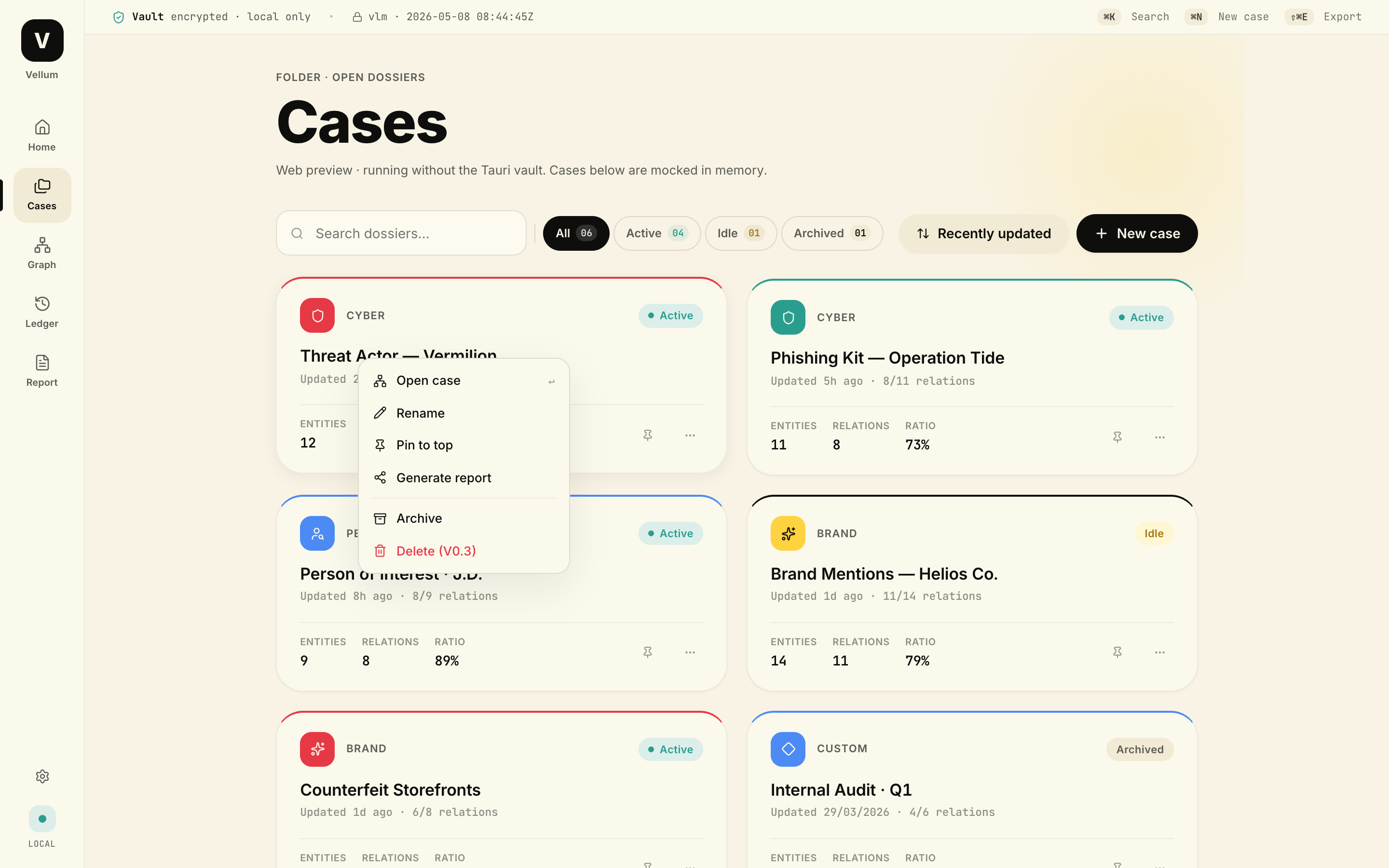 Vellum — Context menu
